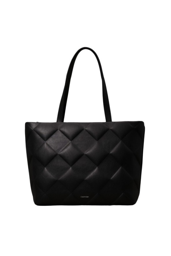 CALVIN KLEIN Czarna shopperka damska w tłoczone romby