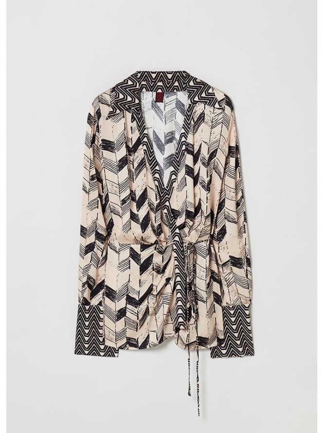 STEFANEL Bluzka w kolorze beżowo-czarnym rozmiar: 34