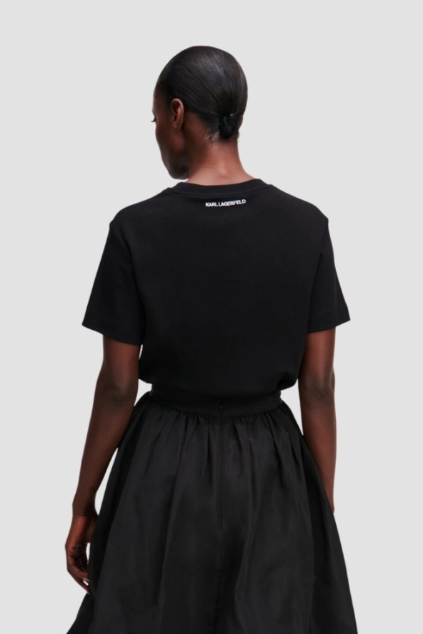 KARL LAGERFELD Czarny damski t-shirt Ikon Sketch Choupette, Rozmiar XS