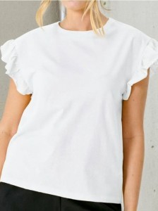 Bawełniana bluzka z falbankami - biały