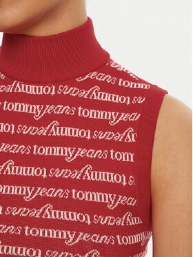 Tommy Jeans Golf DW0DW19346 Czerwony Slim Fit
