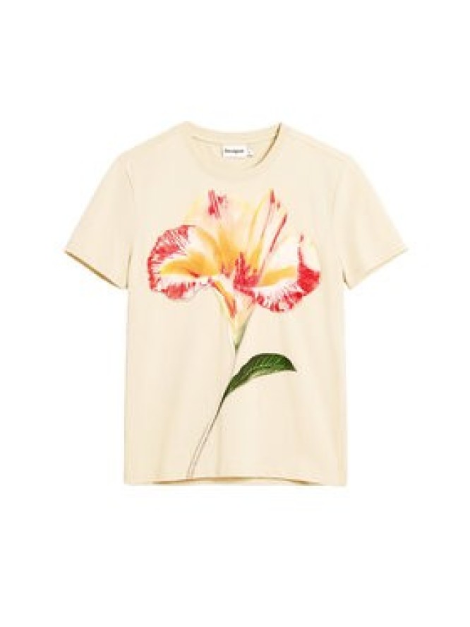 Desigual T-Shirt Estocolmo 26SWTK03 Beżowy Regular Fit