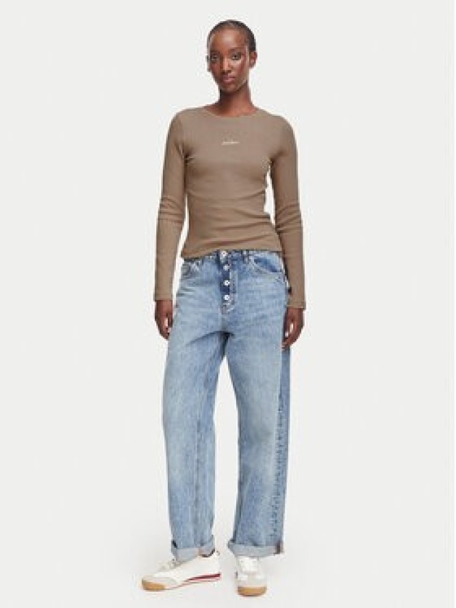 Guess Jeans Bluzka W6YP14 K3821 Beżowy Slim Fit