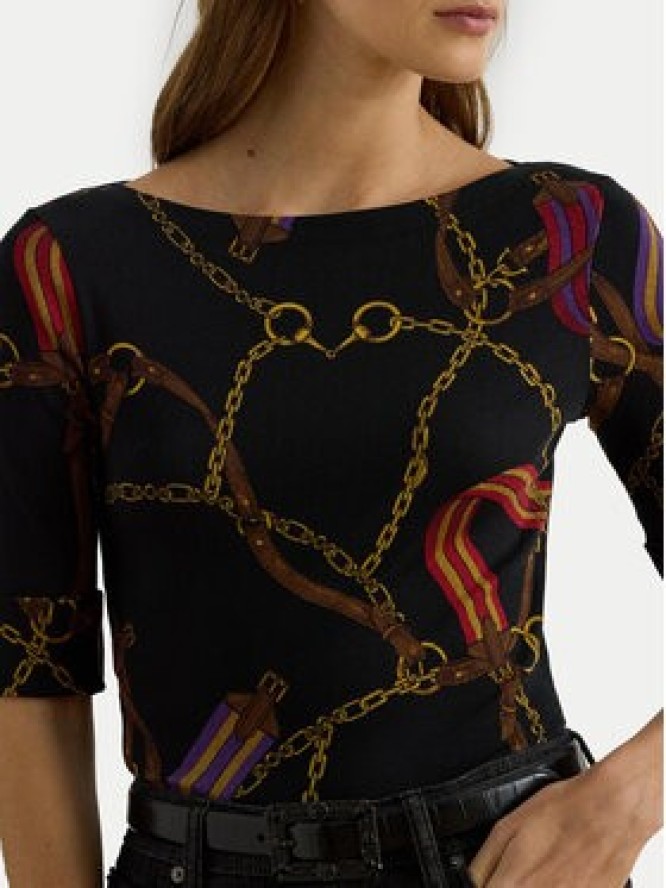 LAUREN RALPH LAUREN Bluzka 200980215001 Czarny Slim Fit