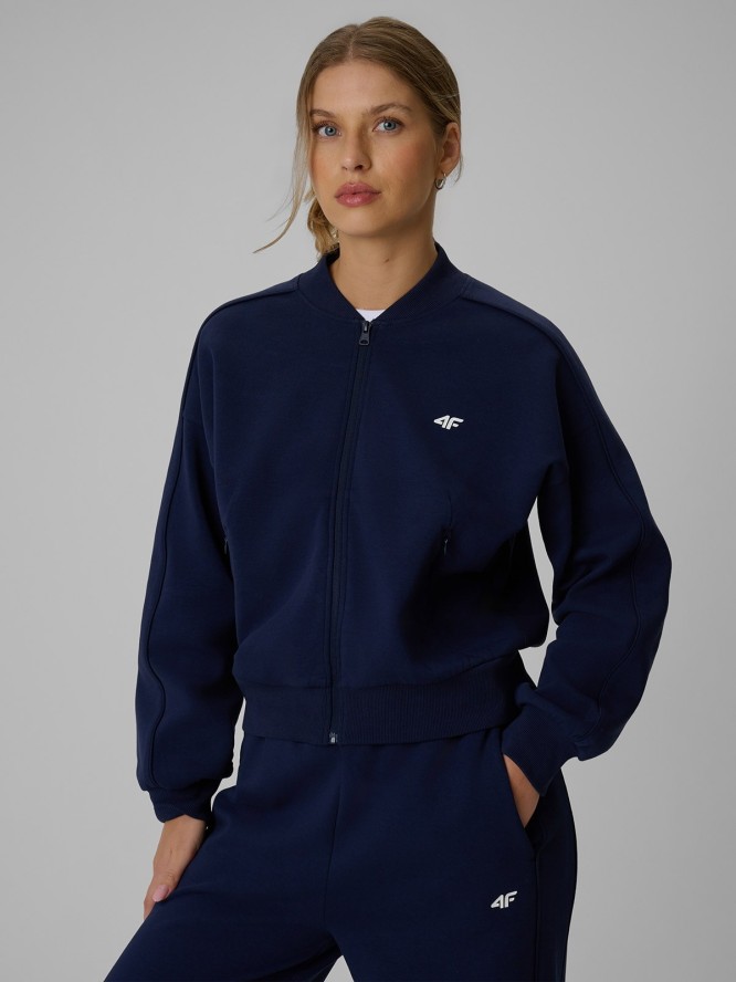 4F Bluza dresowa loose bez kaptura damska - granatowa M