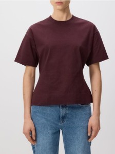 Taliowany t-shirt - ciemnobrązowy