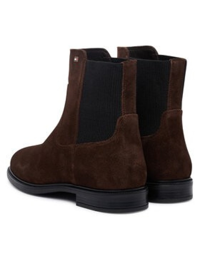Tommy Hilfiger Sztyblety Enamel Flag Suede Ankle Chelsea FW0FW09575 Brązowy