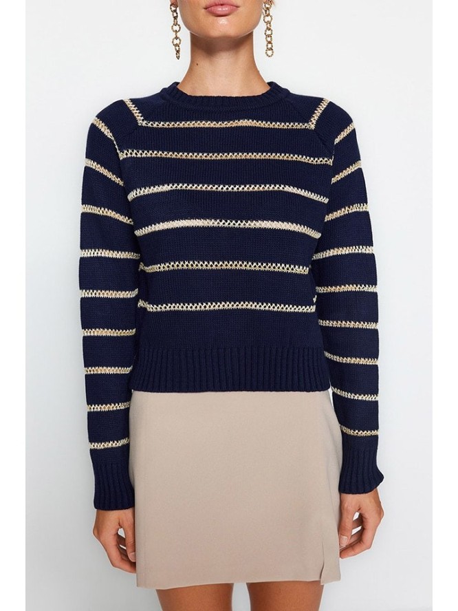 trendyol Sweter w kolorze granatowo-beżowym rozmiar: M