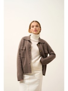 Just Cashmere Kaszmirowy kardigan "Hekla" w kolorze szarobrązowym rozmiar: XL