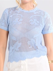 Bluzka swetrowa z motywem kwiatowym - błękitny