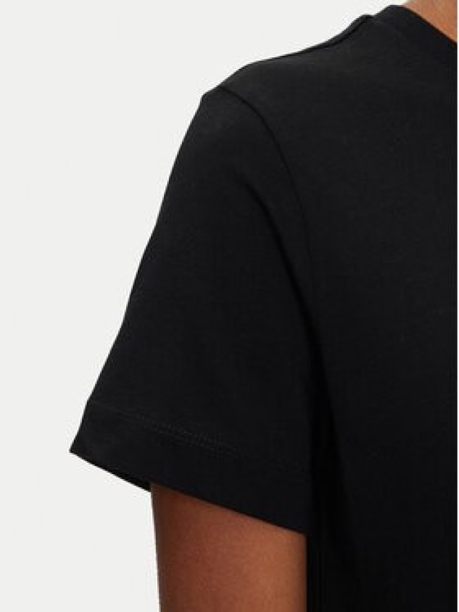 Gant T-Shirt Bisiklet Yaka 4200277 Czarny Regular Fit