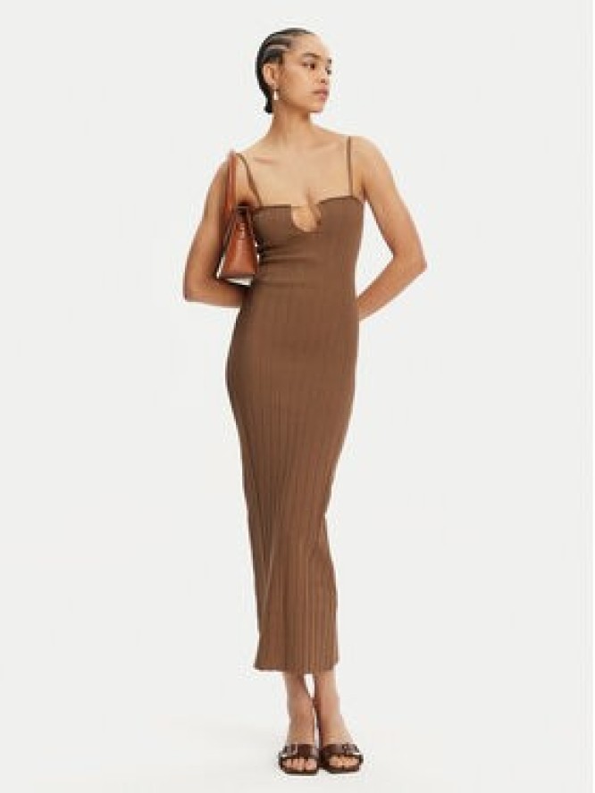 JACQUEMUS Sukienka dzianinowa 24E241KN358-2355 Brązowy Regular Fit