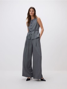 Szerokie spodnie w paski - ciemnoszary