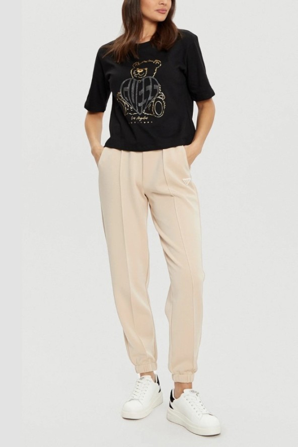 GUESS Czarny t-shirt damski Bear Boxy, Rozmiar S