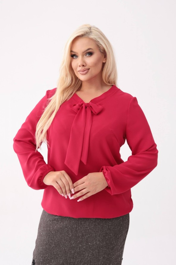 Elegancka czerwona bluzka Livia z wiązaniem PLUS SIZE XXL OVERSIZE