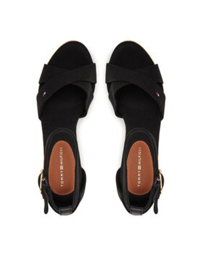 Tommy Hilfiger Sandały Flag High Wedge Espad Crisscross FW0FW08661 Czarny
