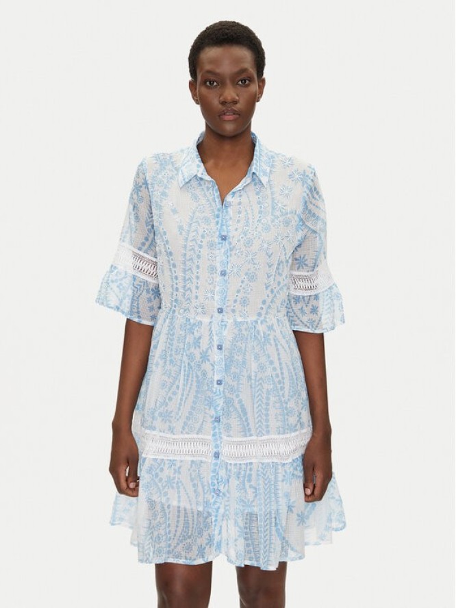 Iconique Sukienka koszulowa IC25-039 Niebieski Relaxed Fit