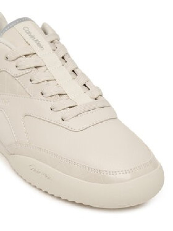 Calvin Klein Sneakersy Low Pro Runner Laceup Lth Croco HW0HW03244 Kremowy