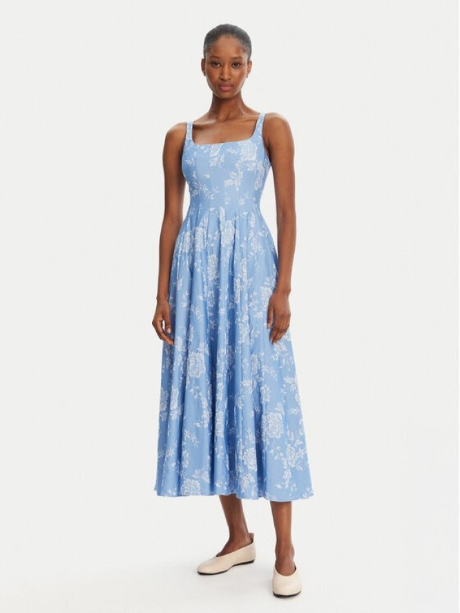 STAUD Sukienka letnia Wells R25R2188TJ Niebieski Regular Fit