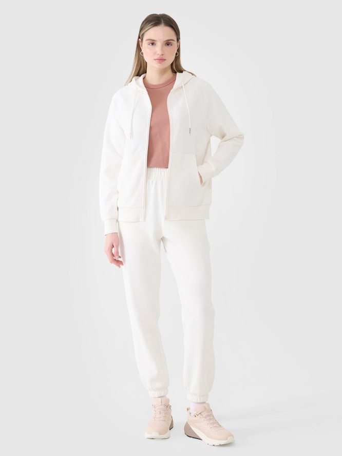 4F T-shirt regular gładki damski - brązowy XS