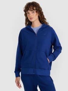 4F Bluza dresowa rozpinana z kapturem damska - granatowa L