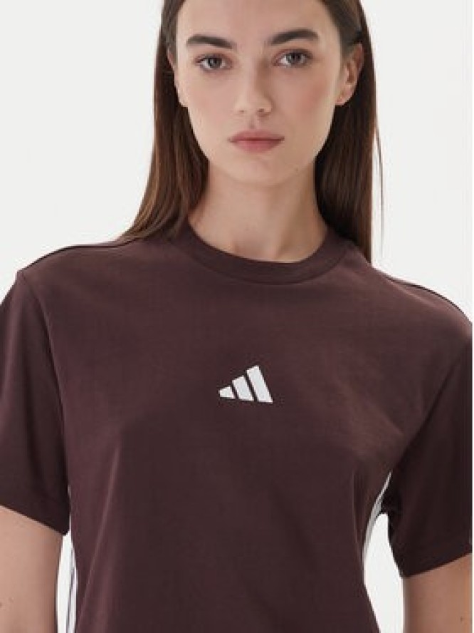 adidas T-Shirt Essentials 3-Stripes JX7621 Brązowy Regular Fit
