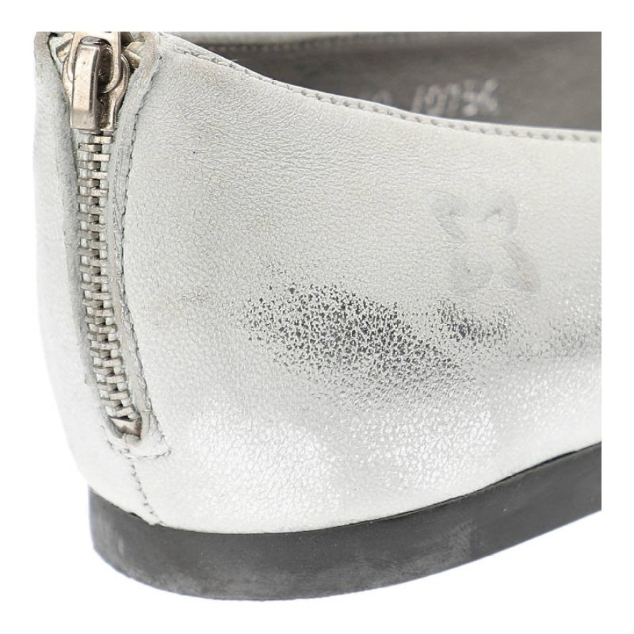 Baleriny damskie Maciejka, wsuwane na płaskiej podeszwie, srebrne, 01350-35-00-5