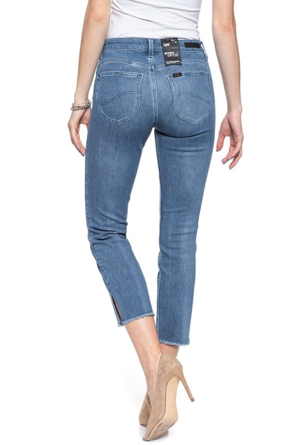 SPODNIE DAMSKIE LEE ELLY CROPPED RAW HEM BODY OPTIX L32RQYYF 112107698