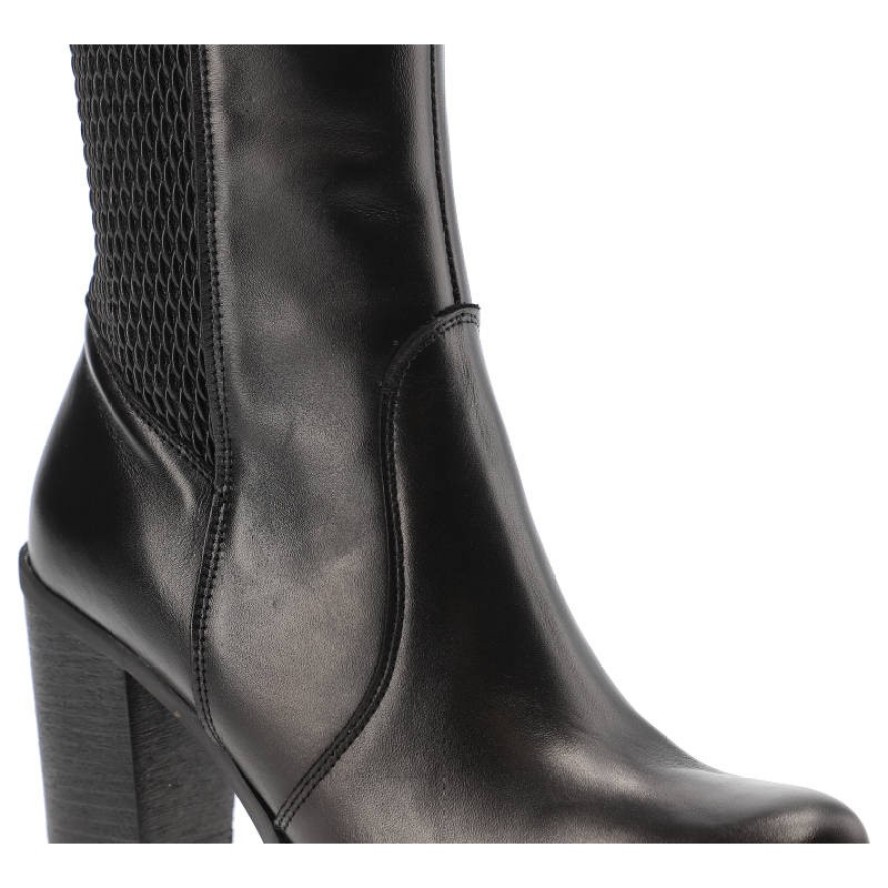 Czarne Kozaki Darex Eleganckie Skórzane Buty Na Obcasie