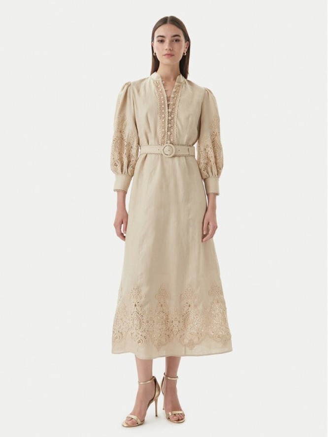 Luisa Spagnoli Sukienka koktajlowa Provina 542925 Beżowy Regular Fit