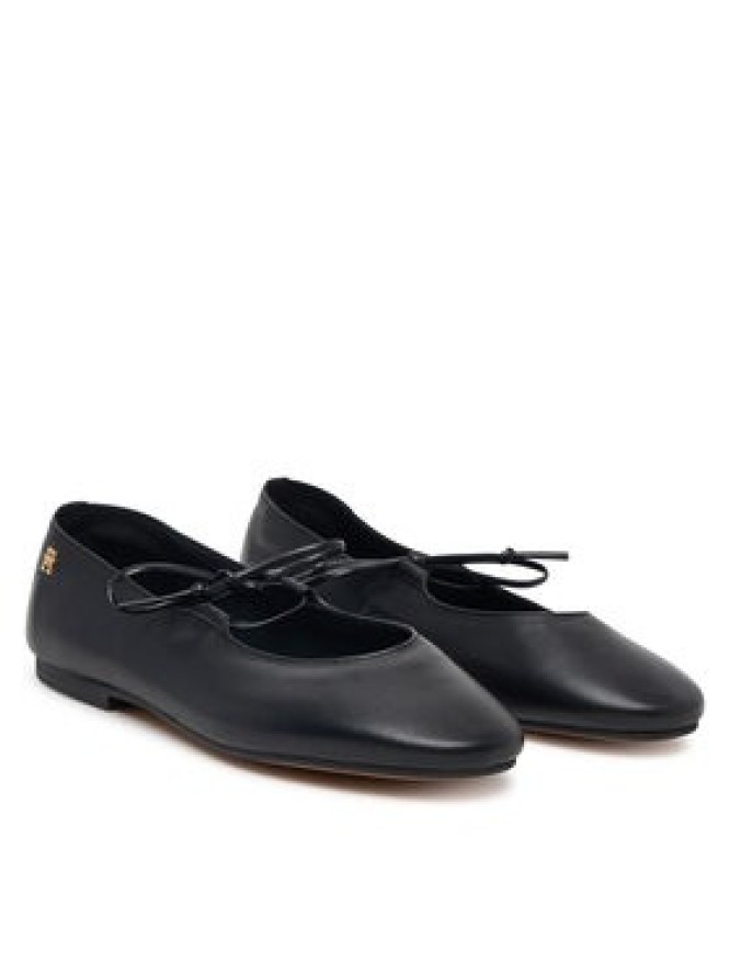 Tommy Hilfiger Baleriny Lace-Up Leather Ballerina FW0FW09542 Czarny