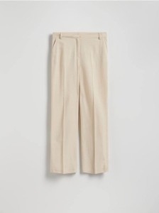 Garniturowe spodnie z dodatkiem lnu - złamana biel