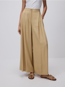 Luźne spodnie z wiskozy - warm olive