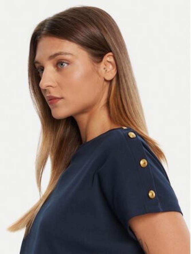 Tommy Hilfiger T-Shirt Gold Button WW0WW47455 Granatowy Regular Fit