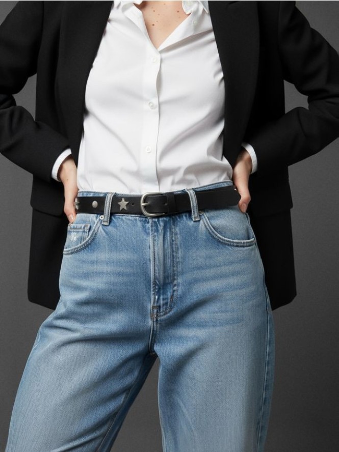 Pasek z imitacji skóry - czarny