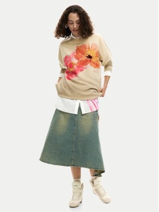 Desigual Bluza Noah 26SWSK05 Beżowy Regular Fit