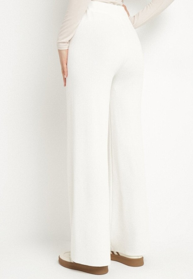 Białe Spodnie z Wiskozą o Szerokim Kroju Erariela