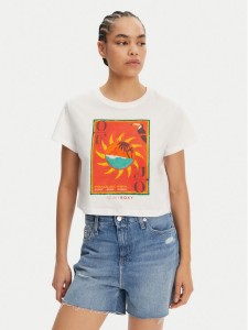 Roxy T-Shirt ERJZT05921 Biały Relaxed Fit