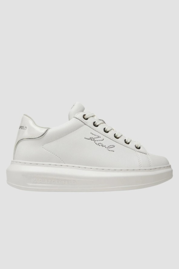 KARL LAGERFELD Białe sneakersy damskie KAPRI Rhinestone Karl Trim, Rozmiar 39