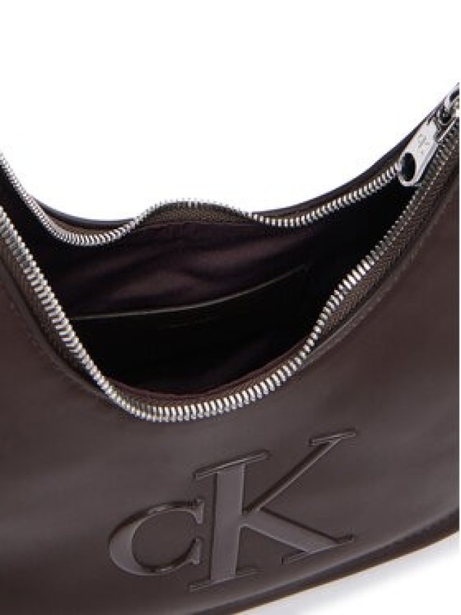 Calvin Klein Torebka Bold Ck Small Crescent Bag LV04F3561G Brązowy ciemny