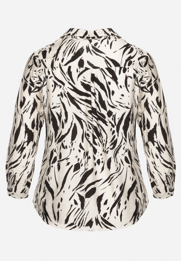 Czarna Koszula z Wiskozą z Podpinanymi Rękawami Redolia