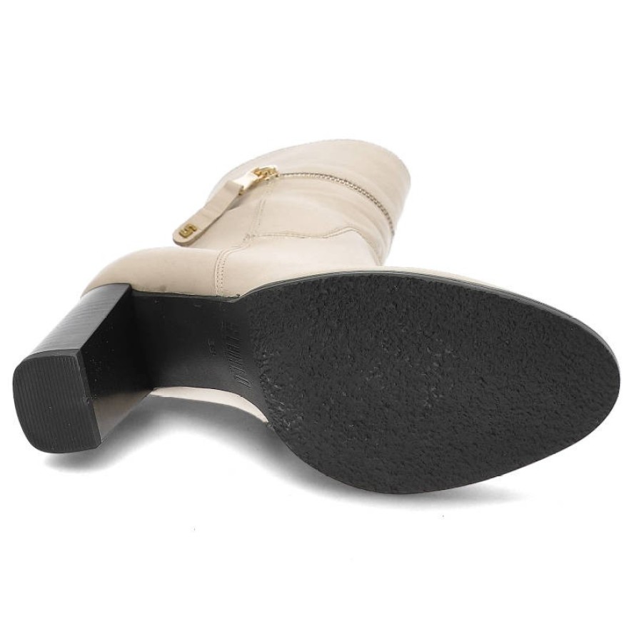 Beżowe Eleganckie Botki Simen Na Obcasie