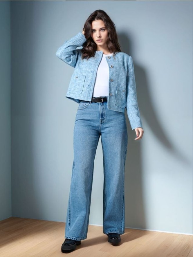 Jeansy high waist - niebieski