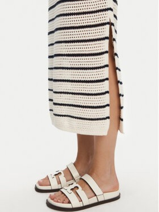 Tommy Hilfiger Sukienka letnia Pointelle WW0WW44489 Beżowy Slim Fit