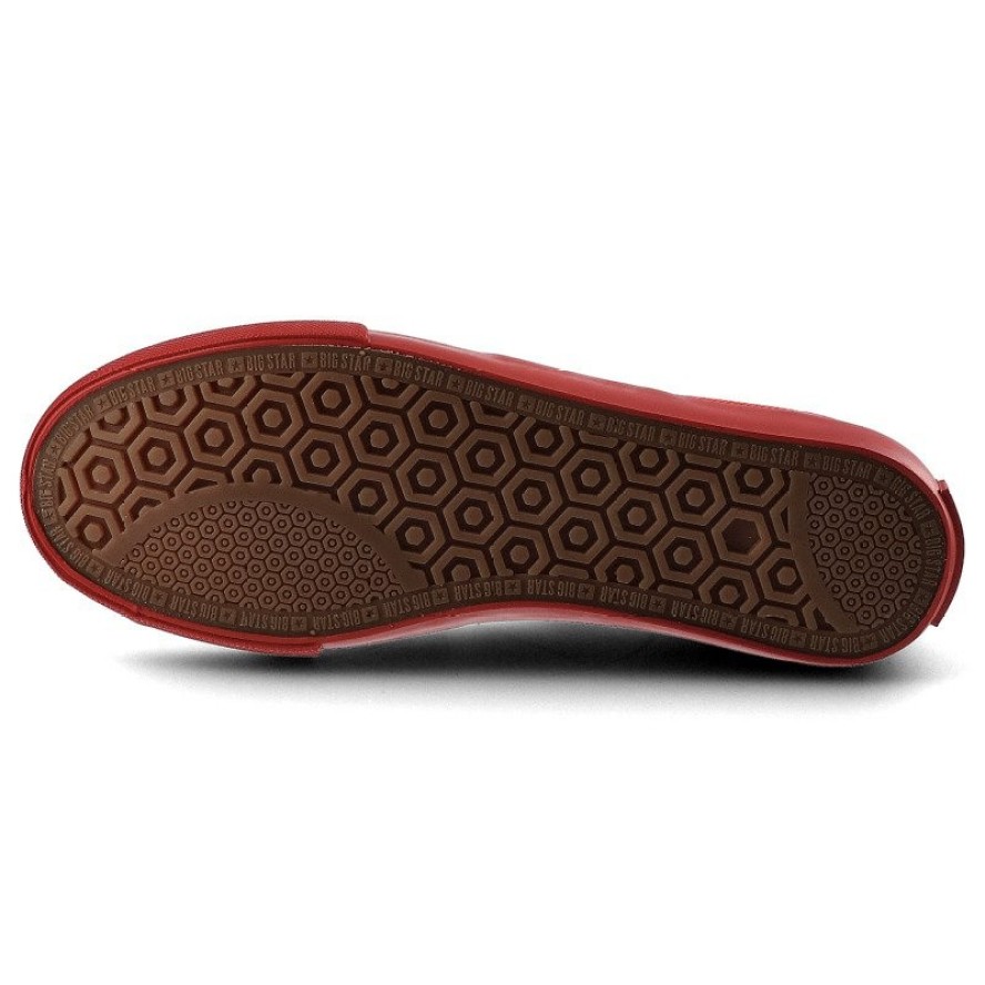 Tenisówki damskie Big Star, wsuwane na płaskiej podeszwie, czerwone, FF274220