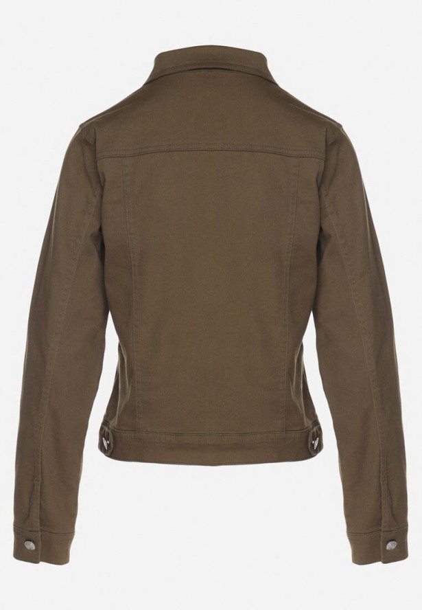 Ciemnozielona Bawełniana Kurtka Jeansowa Zapinana na Metalowe Guziki Auratia