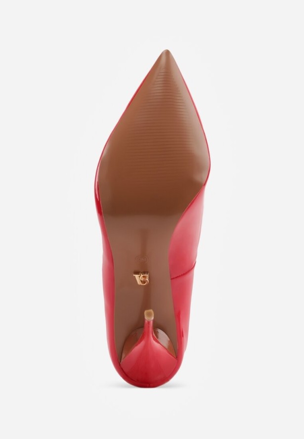 Czerwone Lakierowane Szpilki VICES na Ozdobnym Obcasie Zafriah