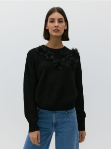 Sweter z aplikacją - czarny