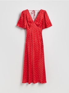 Sukienka midi w grochy - czerwony