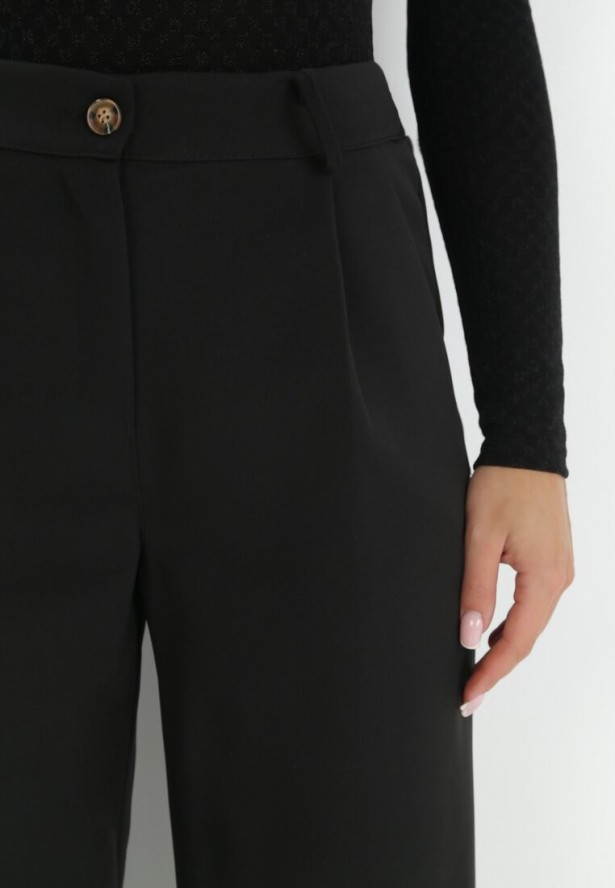 Czarne Spodnie Szerokie High Waist Ivan